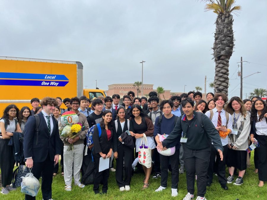 Posing, FBLA members gather together for a group photo after attending the Closing Ceremony. 